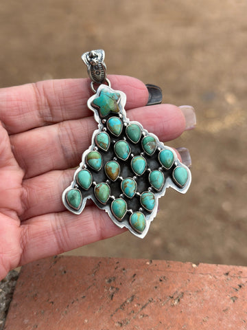 Handmade Sterling Silver  & Turquoise Christmas Tree Pendant