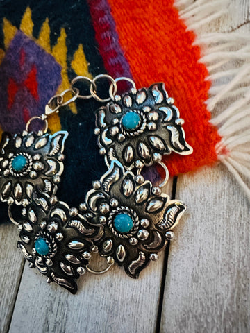 Navajo Turquoise & Sterling Silver Concho Link Bracelet