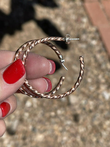 Navajo Copper Rope Style Hoop Earrings