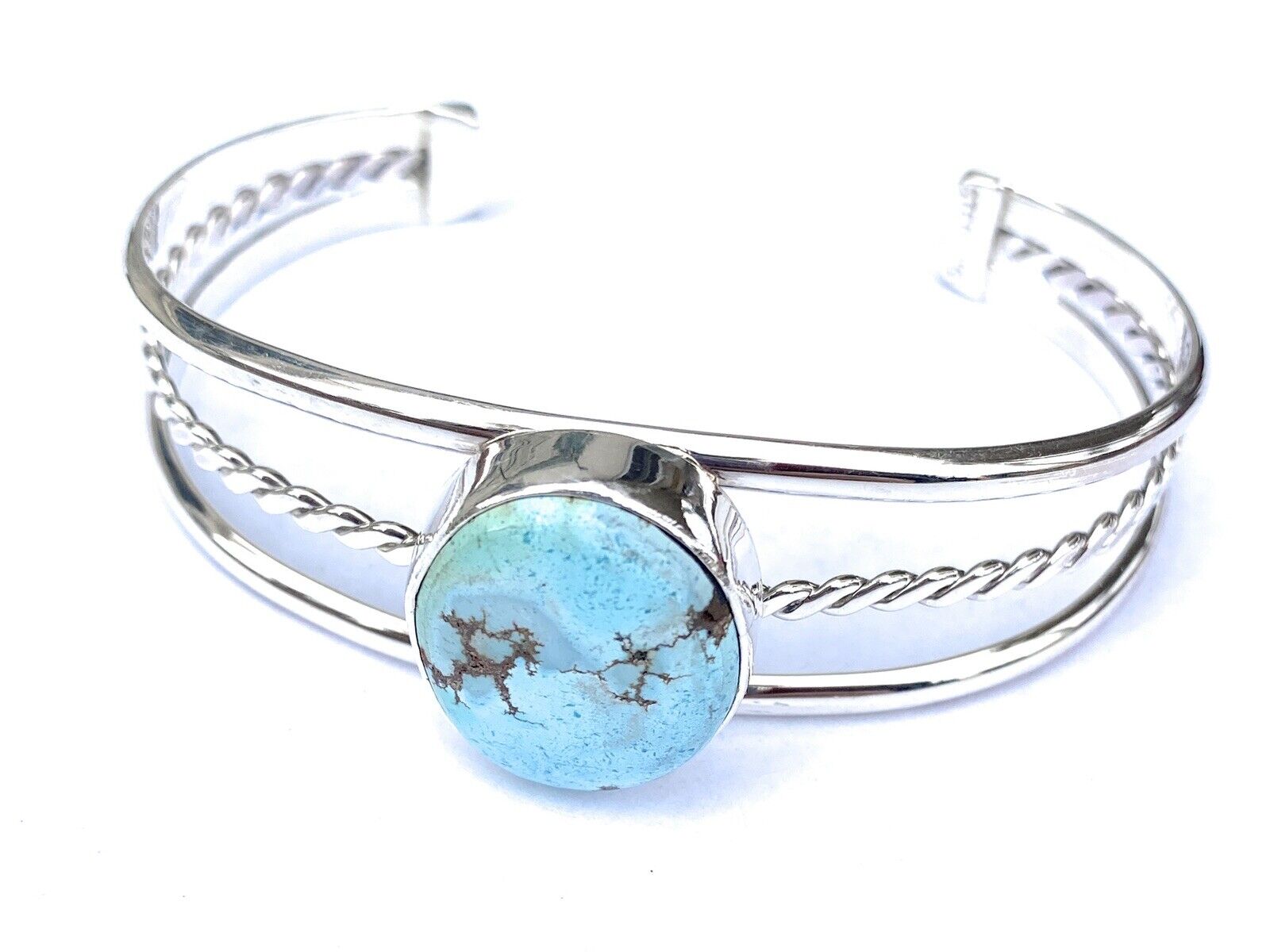 Navajo Golden Hills Turquoise Sterling Silver Cuff Bracelet