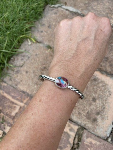 Navajo Pink Dream Mojave & Sterling Silver Bracelet Rope Cuff