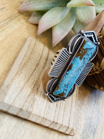 Navajo Royston Turquoise & Sterling Silver Ring Size 8.5