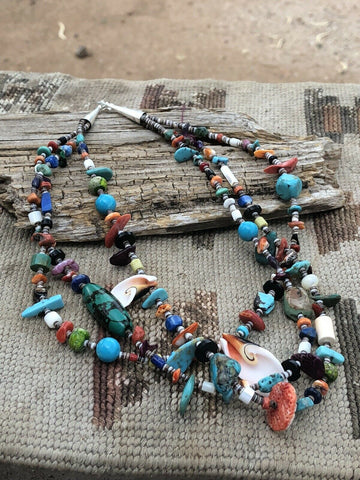 Daniel Coriz Multi Stone & Sterling Silver Beaded Necklace