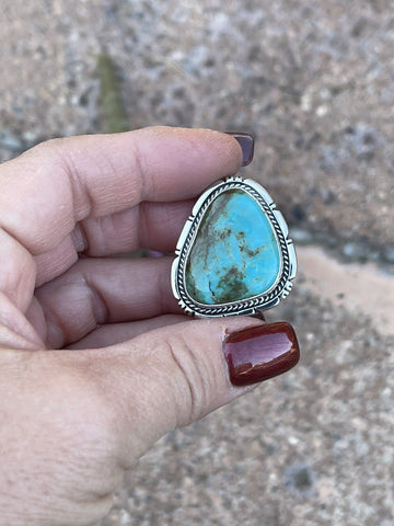 Navajo Royston Turquoise Sterling Southwestern Adjustable Ring Wydell Billie