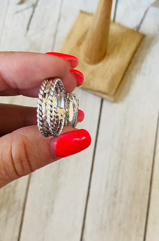 Navajo Sterling Silver & Multi Stone Spice Square Ring