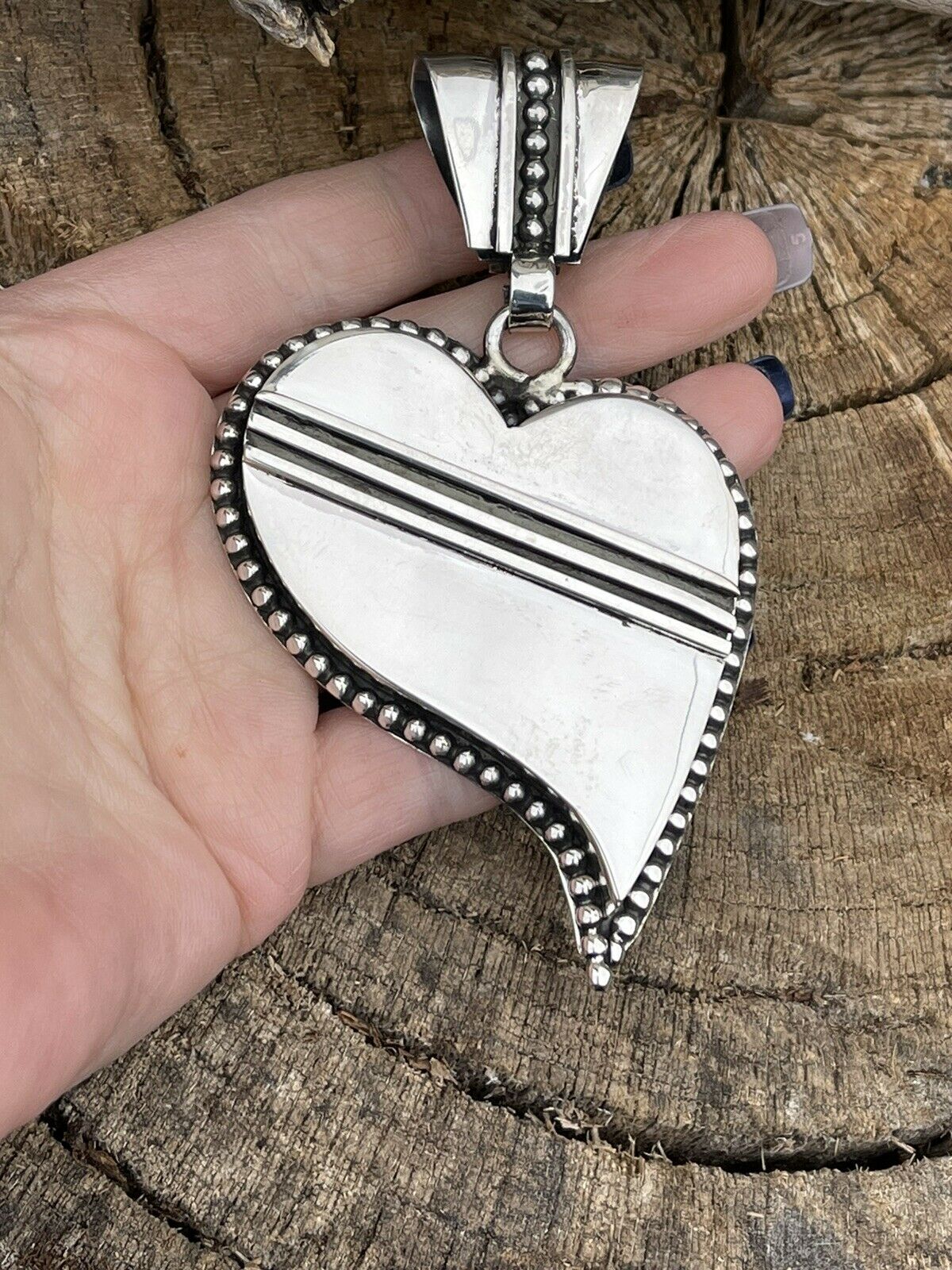 Navajo Beth Dutton Collection Sterling Silver Be Still My Heart Pendant Artist Tom Hawk