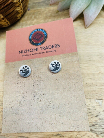 Hopi Overlaid Sterling Silver Kokopelli Stud Earrings