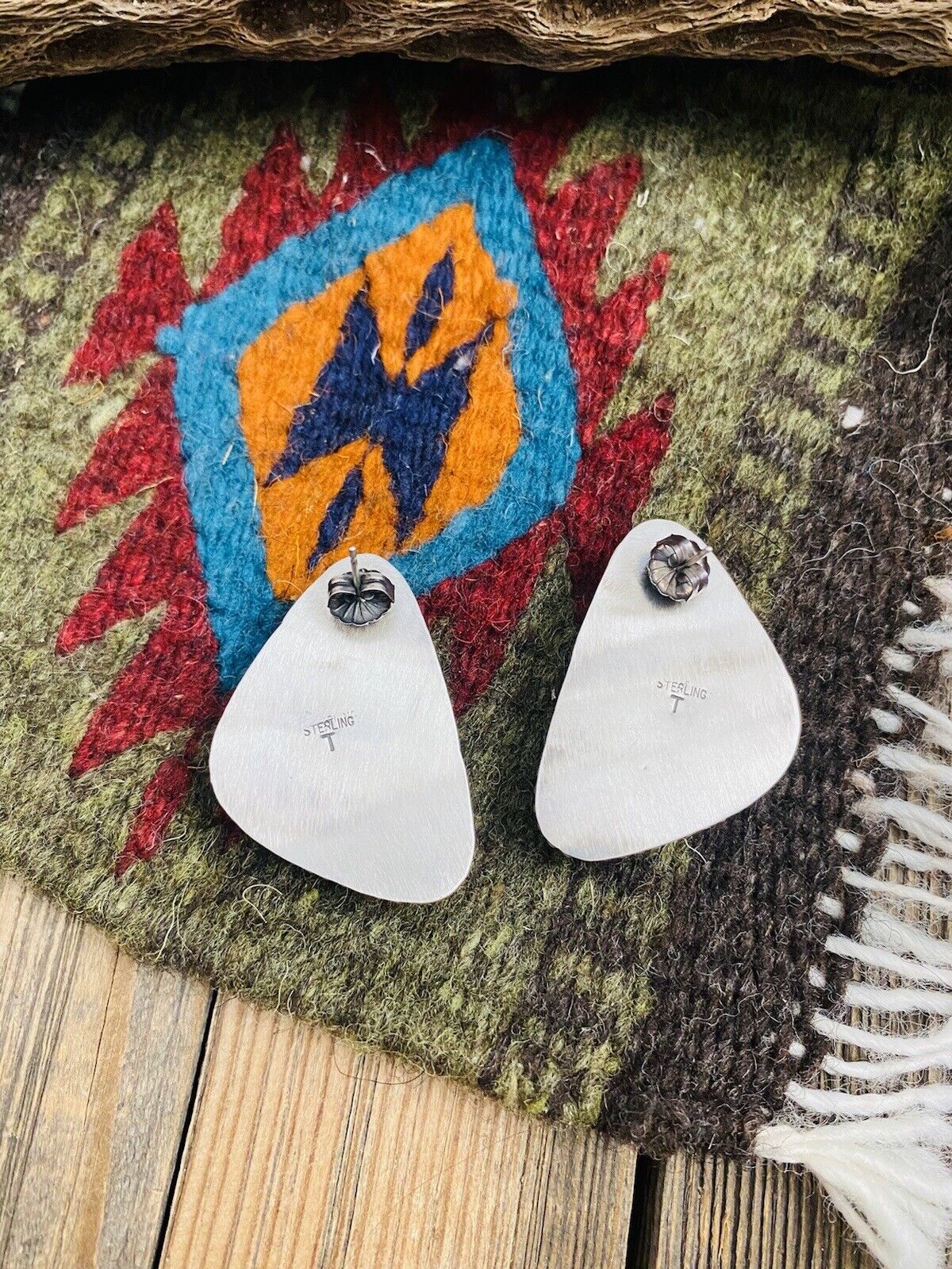 Navajo Charoite And Sterling Silver Post Earrings Signed