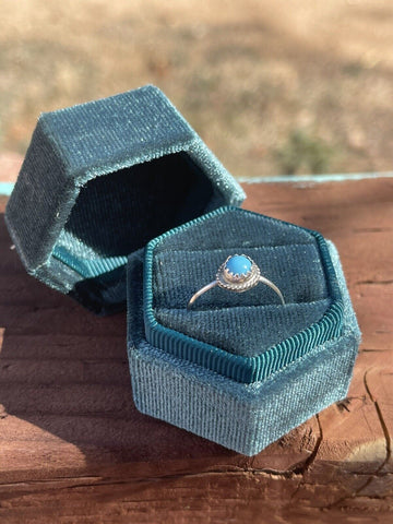 Navajo Kingman Turquoise & Sterling Silver Dot Rings