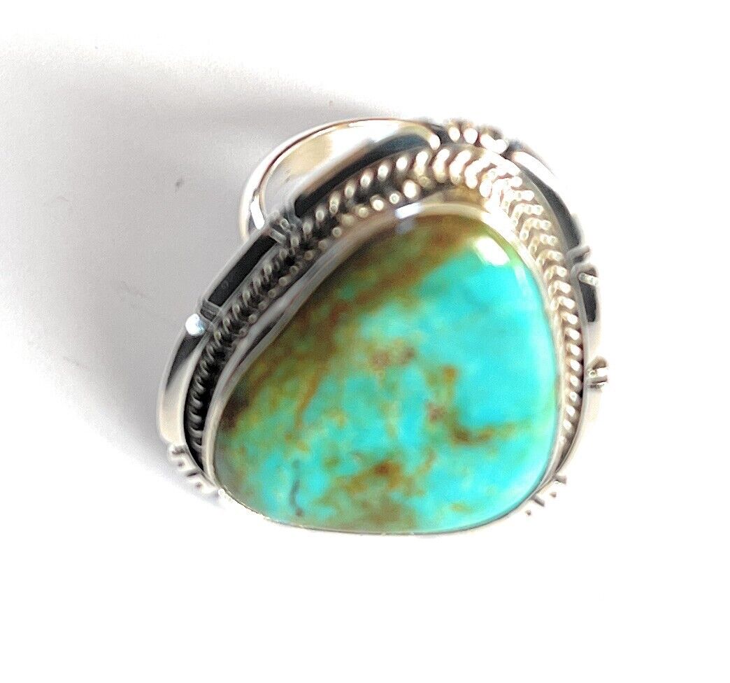 Navajo Royston Turquoise Sterling Southwestern Adjustable Ring Wydell Billie