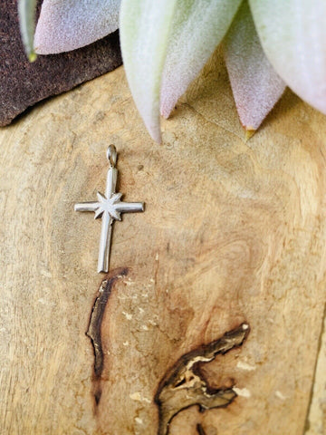 Vintage Navajo Sterling Silver Mini Cross Pendant