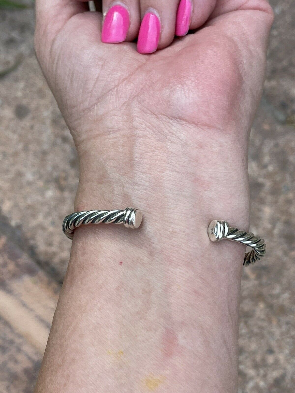 Navajo Pink Dream Mojave & Sterling Silver Bracelet Rope Cuff