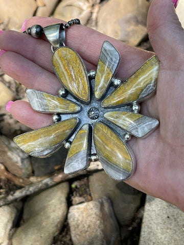 Navajo Sterling Silver Bumblebee Jumbo Cluster Pendant