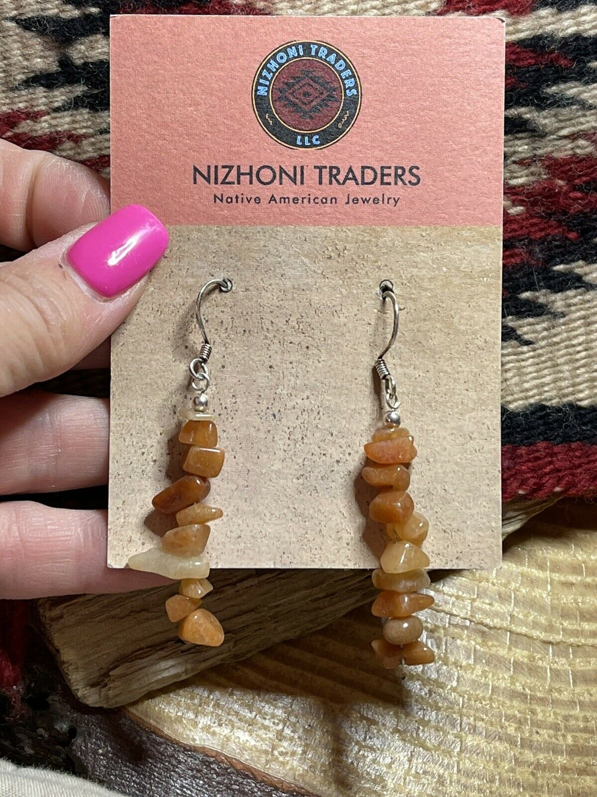 Navajo Sterling Silver Cream Quartz Chip Dangle Earrings