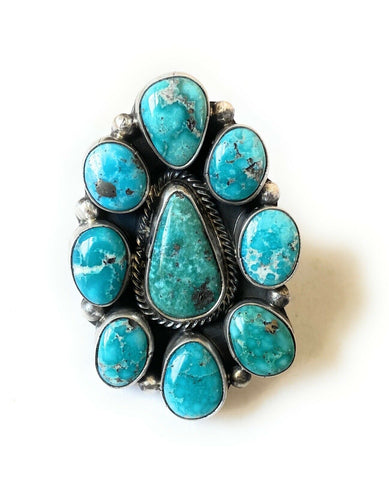 Navajo Royston Turquoise & Sterling Silver Adjustable Ring Signed