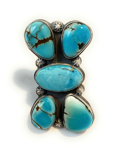 Navajo Turquoise & Sterling Silver Adjustable Ring Signed