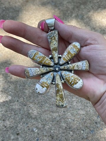 Navajo Sterling Silver Jasper Jumbo Cluster Pendant