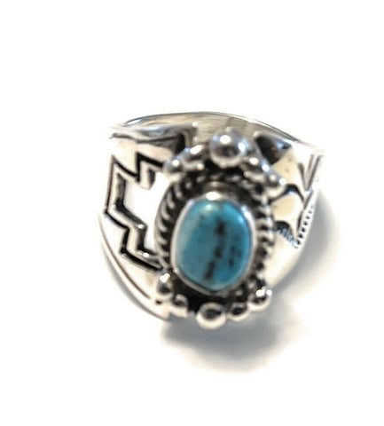 Gorgeous Navajo Turquoise And Sterling Silver Adjustable Ring