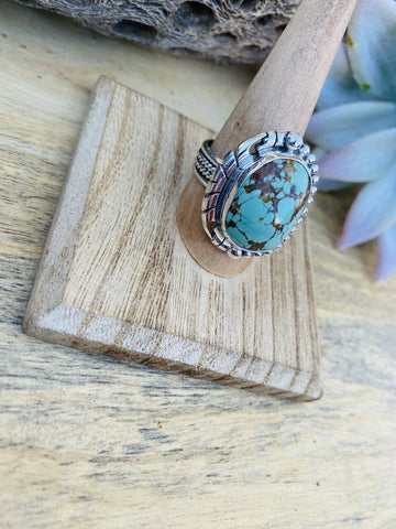 Navajo Royston Turquoise & Sterling Silver Ring Size 9