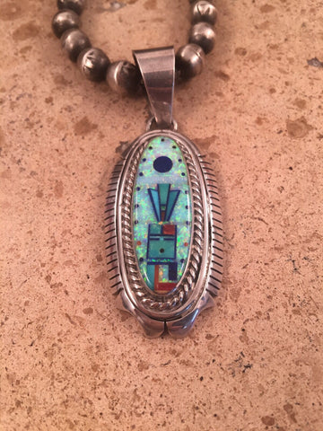 Francis Melvin Vintage Navajo Multi Stone Inlay Pendant Signed