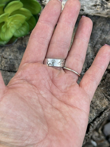 Navajo Sterling Silver Square Platform Red Coral Ring Sz 8