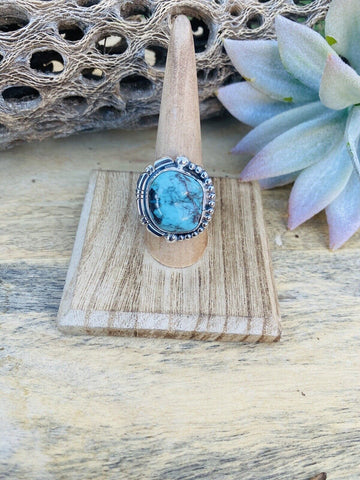 Navajo Royston Turquoise & Sterling Silver Ring Size 8.5