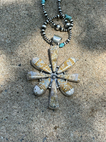 Navajo Sterling Silver Jasper Jumbo Cluster Pendant