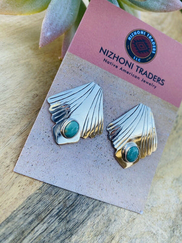 Navajo Turquoise & Sterling Silver Post Earrings