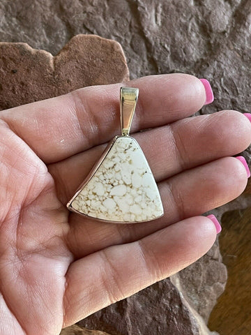 Navajo White Buffalo & Sterling Silver Southwest Pendant