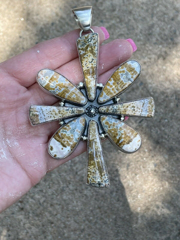 Navajo Sterling Silver Jasper Jumbo Cluster Pendant