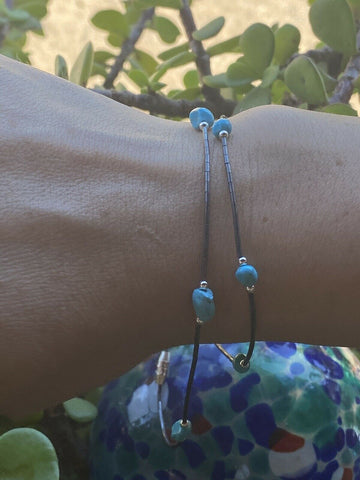 Sleeping Beauty Turquoise & Sterling Silver Anklet/Bracelet