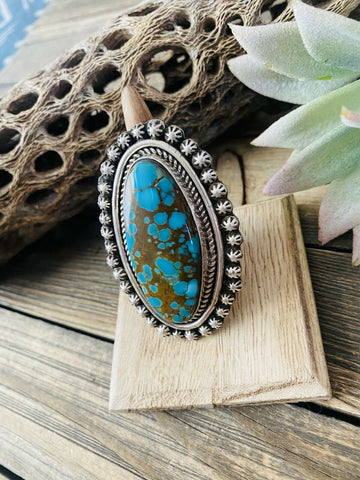 Navajo Number 8 Turquoise & Sterling Silver Ring Size 6 Signed