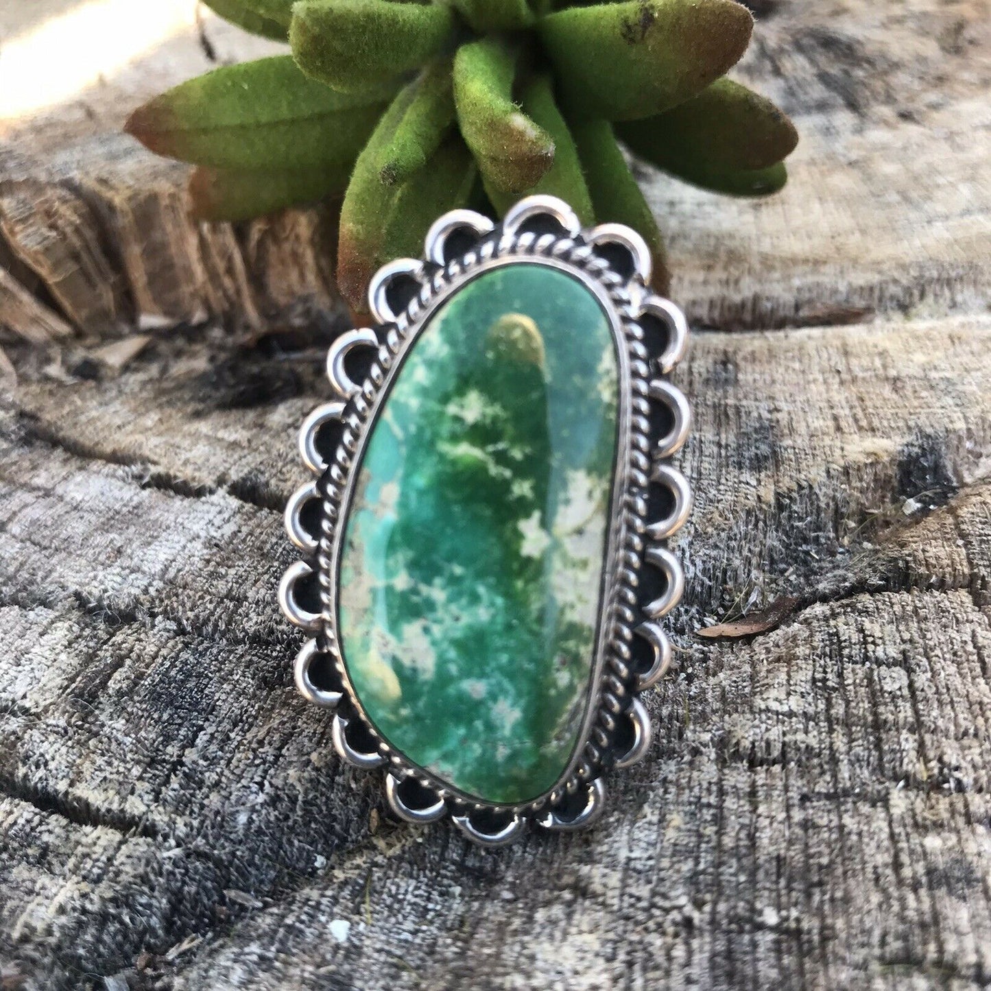 Navajo Royston Turquoise & Sterling Silver ring Size 5.5