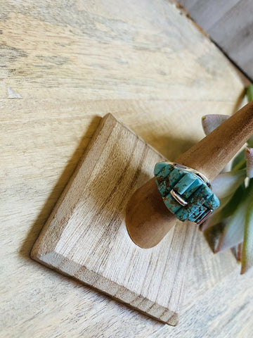 Navajo Turquoise & Sterling Silver High Rise Inlay Ring