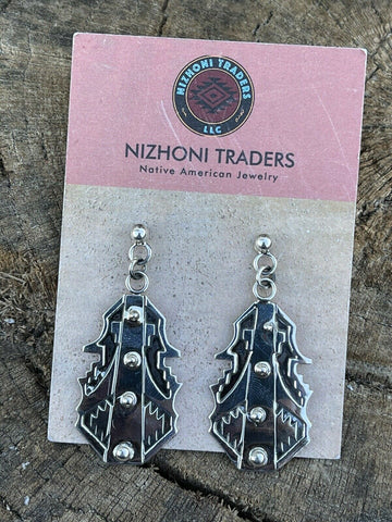 Navajo Sterling Silver Southwest Dangle Earrings Signed