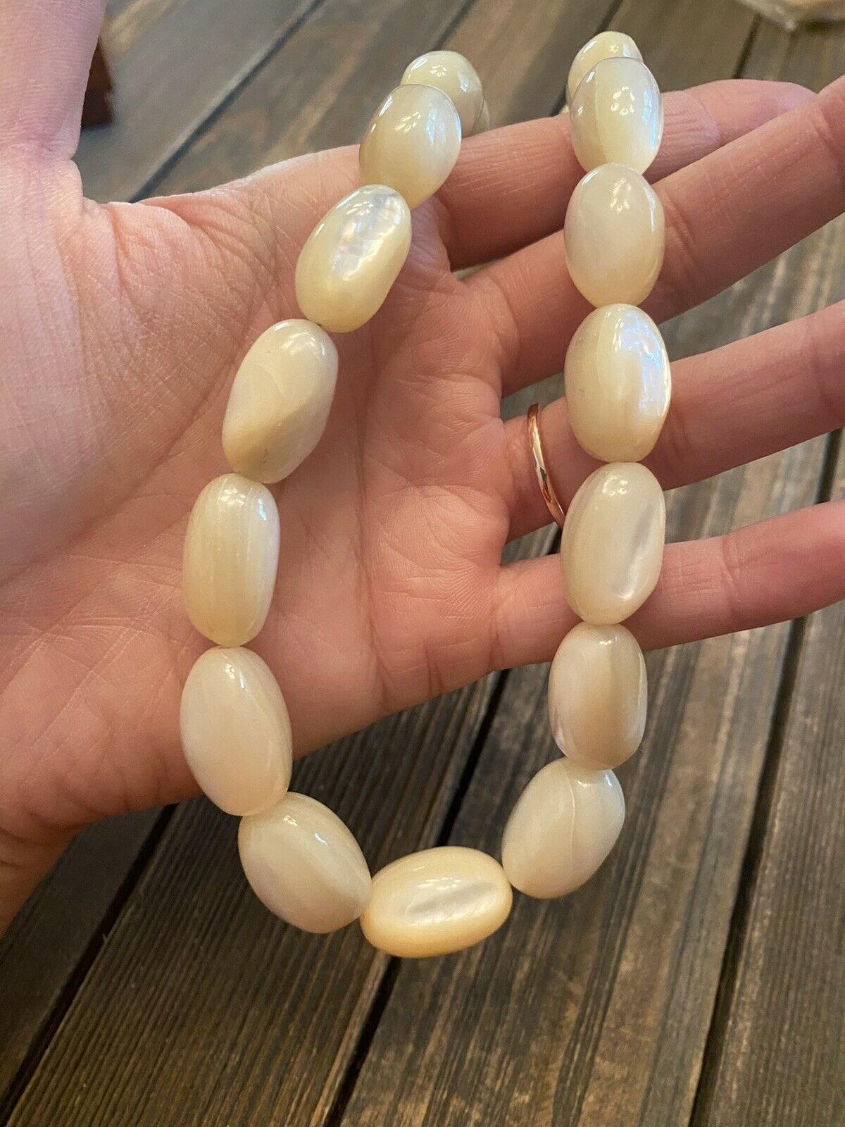 Navajo Mother Of Pearl & Sterling Silver Beaded Necklace