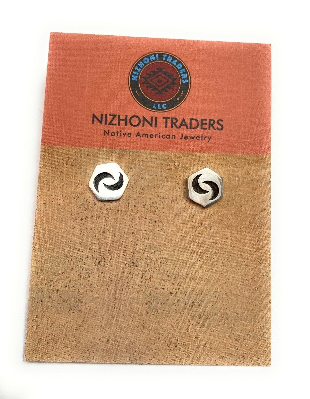 Hopi Overlaid Sterling Silver Moon Stud Earrings