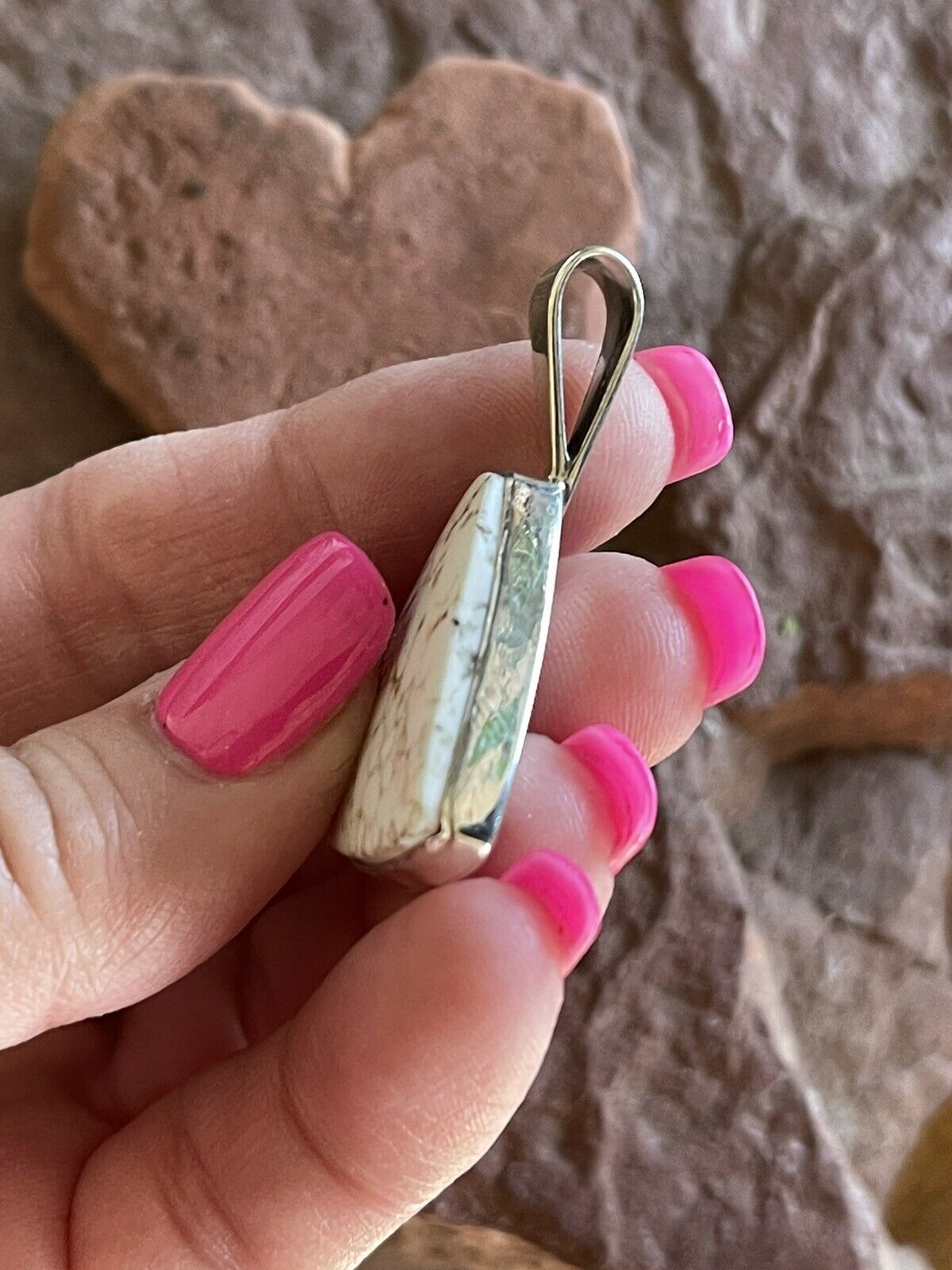 Navajo White Buffalo & Sterling Silver Southwest Pendant