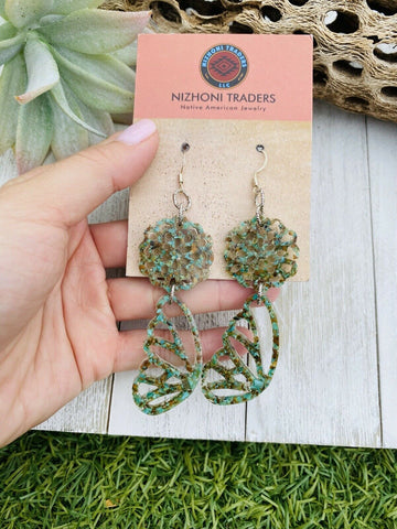 Navajo Turquoise & Resin Butterfly Wing Dangle Earrings