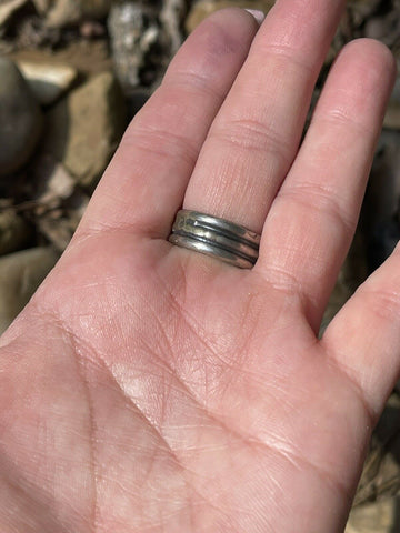 Navajo Swirl Statement Sterling Silver Wild Horse Oval  Ring Sz 6