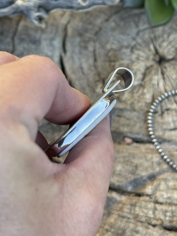 Navajo White Buffalo & Sterling Silver Southwest Pendant