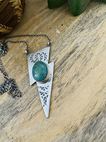 Navajo Sterling Silver & Turquoise Lightning Necklace