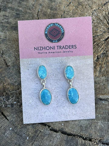 Navajo Sterling Silver Turquoise Dangle Earrings