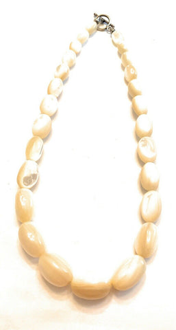 Navajo Mother Of Pearl & Sterling Silver Beaded Necklace