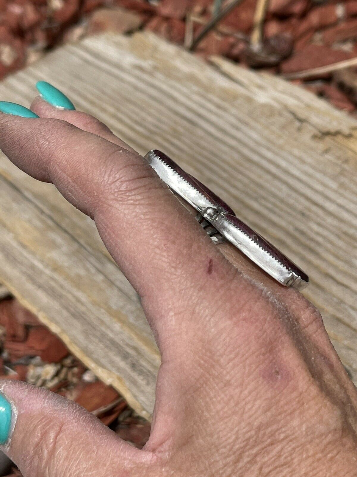 Navajo Purple Spiny & Sterling Silver Ring Size 6