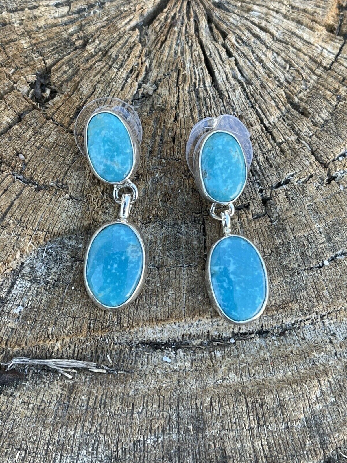 Navajo Sterling Silver Turquoise Dangle Earrings