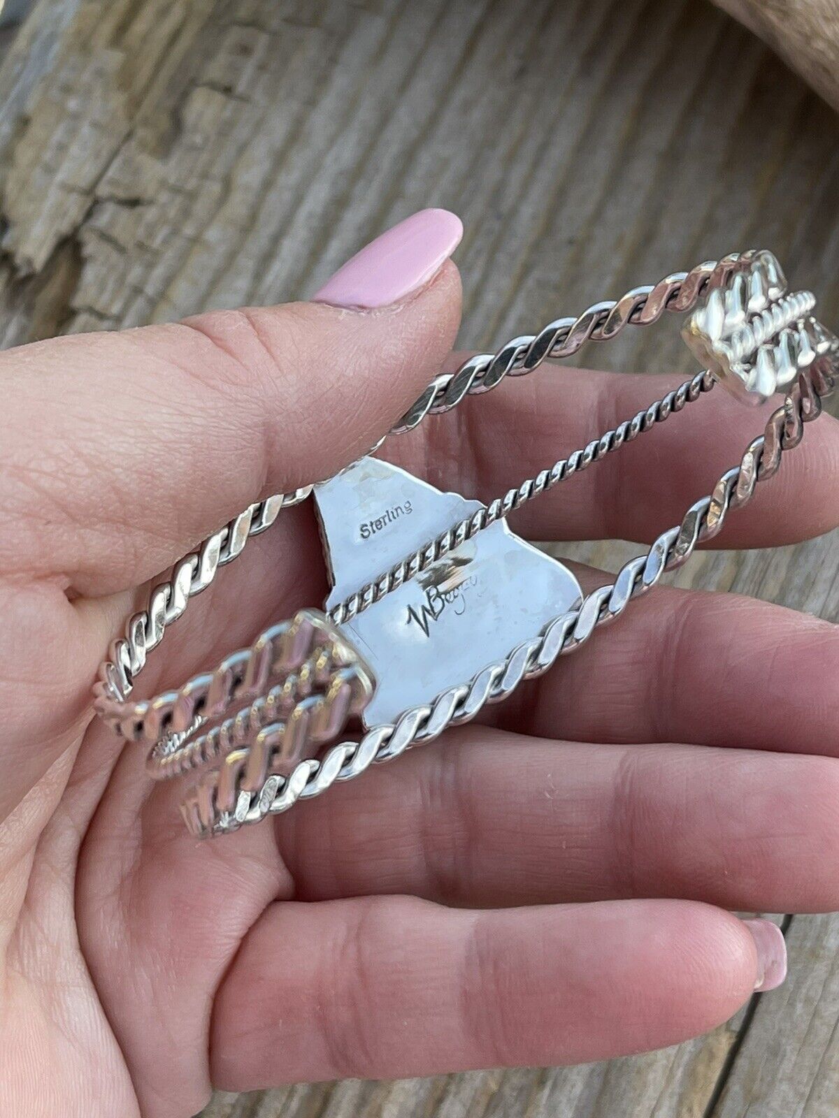 Navajo Orange Spiny Sterling Silver  Cuff Bracelet Stamped W. Begay