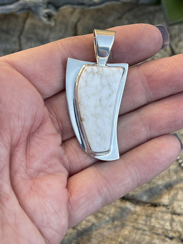 Navajo White Buffalo & Sterling Silver Southwest Pendant