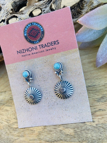 Navajo Turquoise & Sterling Silver Dangle Earrings