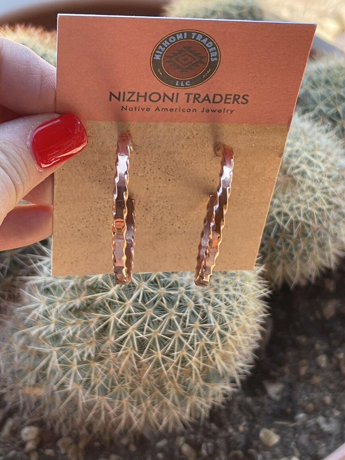 Navajo Copper Rope Style Hoop Earrings